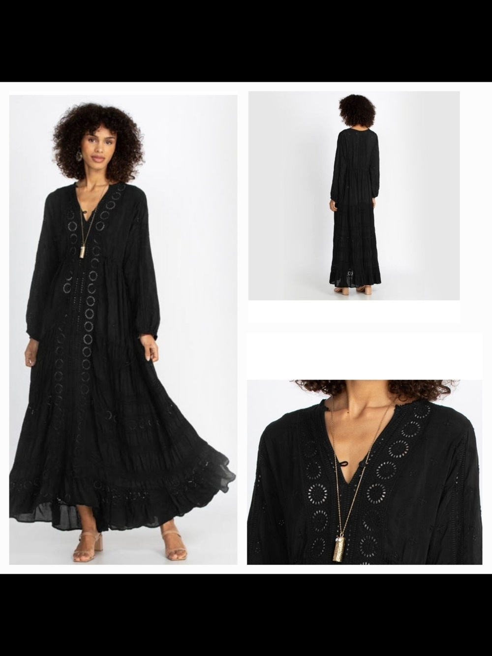Johnny Was Black Lace-Detail Maxi Dress - Picture 4 of 4